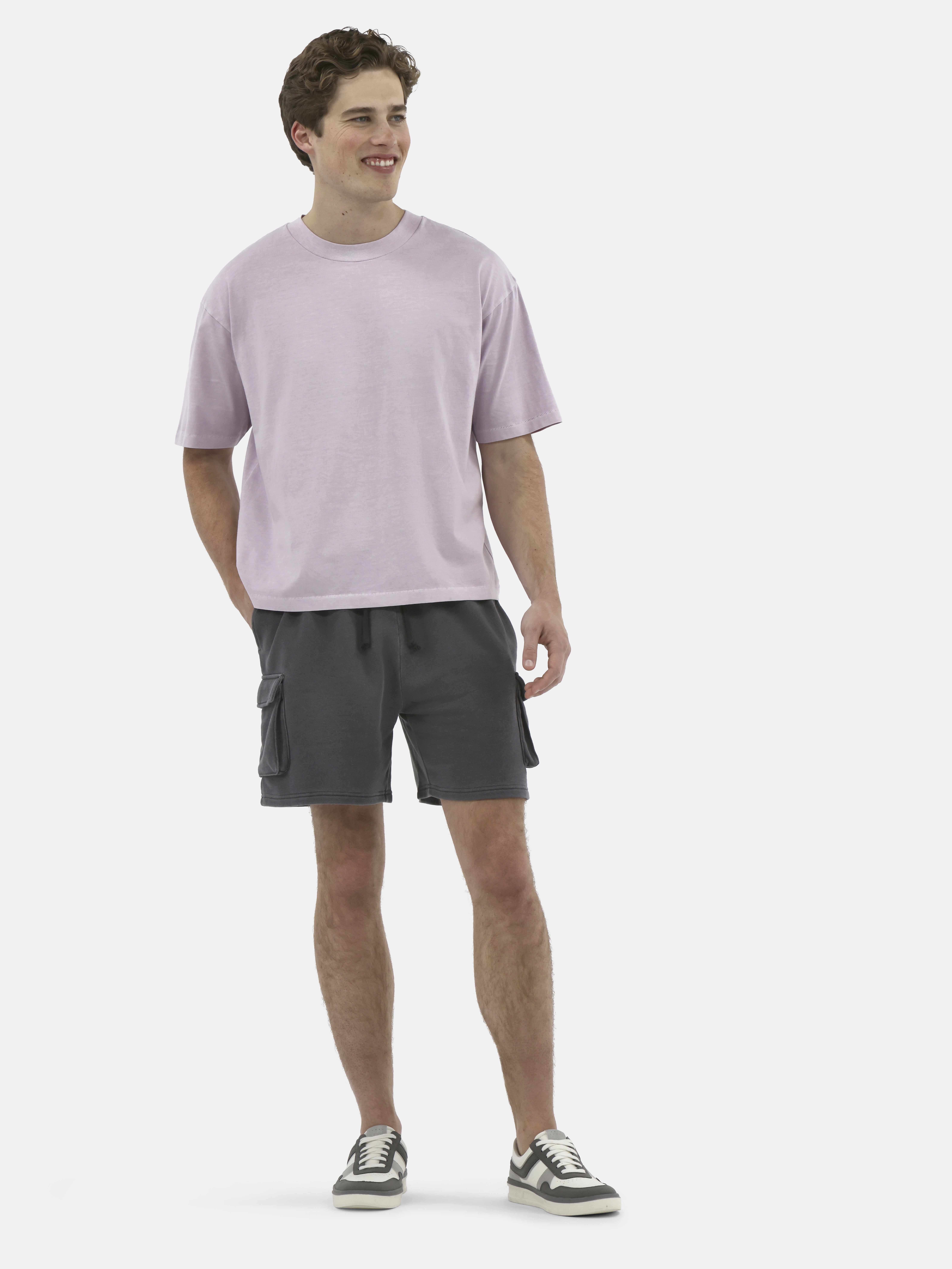No Boundaries Cotton Oversized Cropped Tee with Short Sleeves, 2-Pack, Men's and Big Men's XS-5XL