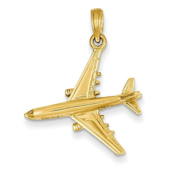 Finest Gold 14K Yellow Gold 3-D Jet Pendant