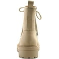 thumbnail image 4 of Soda Firm Beige Nbpu Lace Up Chunky Platform Classic Combat Ankle Booties (Beige Nbpu, 9), 4 of 4
