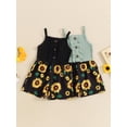 thumbnail image 3 of vera natura Toddler Girls Rompers Overalls Sunflower Print Buttons Frills Spaghetti Strap Sleeveless Bodysuits Summer Jumpsuit, 3 of 9