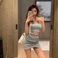 thumbnail image 3 of Saient Sexy Solid Strapless Top Short Top High Waist Skirt Women's Suit, 3 of 6