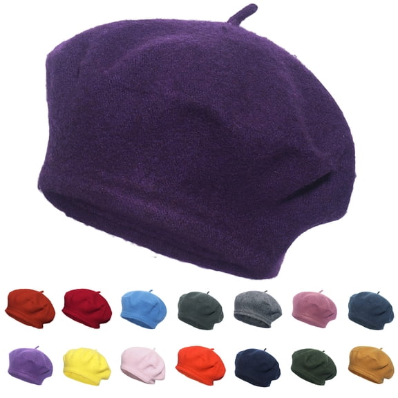 Women French Beret Hats Solid Color Classic Beanie Winter Cap Beige One Size
