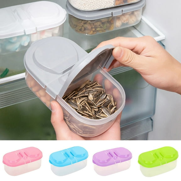 Cheer US 2 Grid Reusable Plastic Food Storage Containers with Lids,Refrigerator Crisper Box Fresh Snacks Fruit Storage Box for Produce, Fruits, Vegetables, Meat and Fish