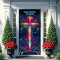 thumbnail image 5 of Christmas Door Cover Decoration Christmas Tree Door Cover With Rainbow Ornaments Christmas Tree Front Door Banner Hanging Colorful Party Backdrop Decoration Photo Background Winter Decoration, 5 of 9