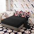 thumbnail image 4 of Erosebridal Red Black Baseball Twin Bedding Sets, Sport Bedding Comforter Set for Boys and Girls, Black Reversible 7 Pieces, 4 of 6