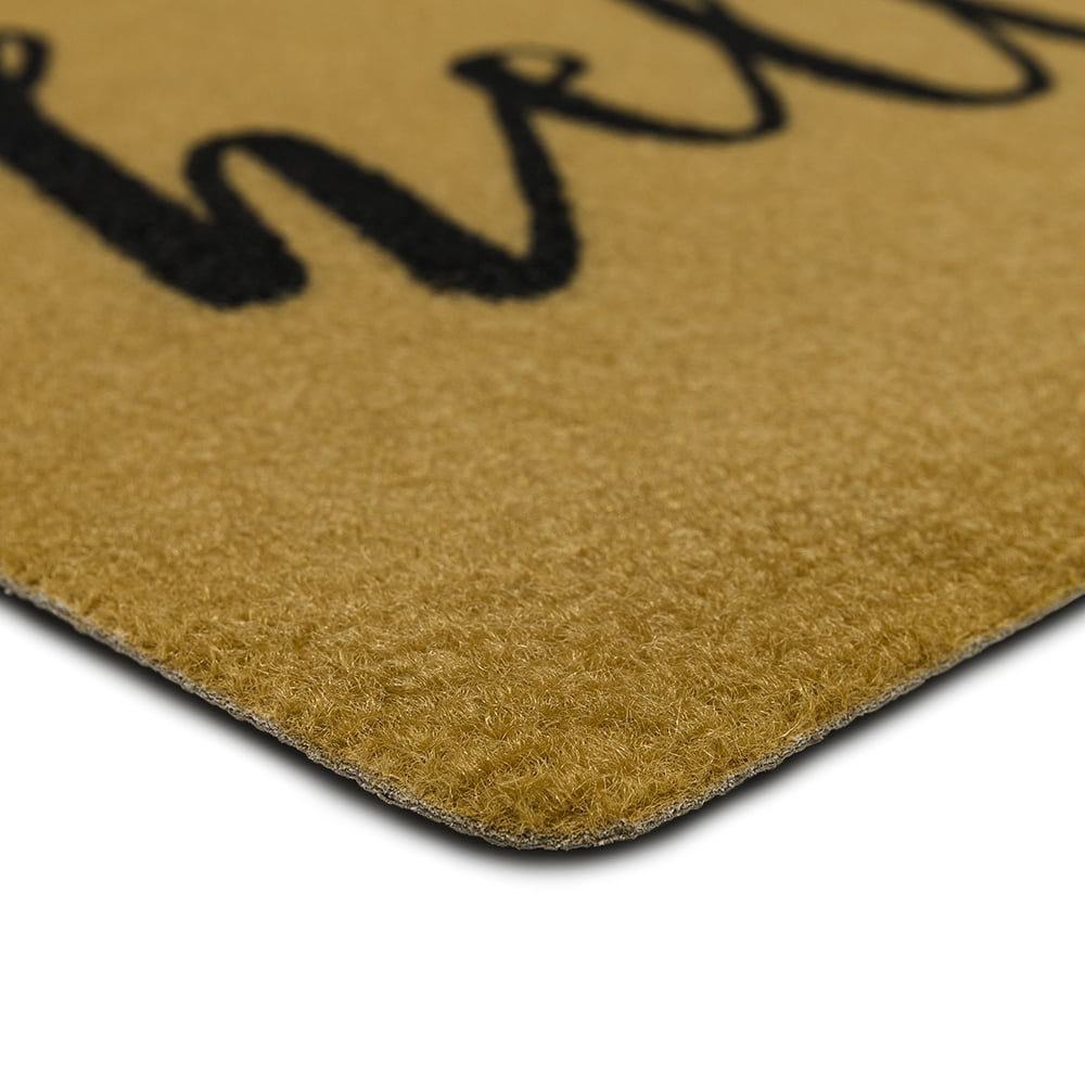 Mainstays Sincere Hello Polyester Indoor/Outdoor Doormat, Tan, 18" x 24"