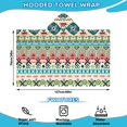 thumbnail image 2 of Teal and Orange Geometric Boho Pattern Hooded Bath Towel，50"x30" for Ages 3 To 12 Kids, Quick Dry Lightweight Soft Microfiber Hood Beach Towel Cover Up for Kids, 2 of 7