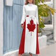 thumbnail image 3 of Canada: Canadian Flag (Red & White) Long Dress Dresses for wedding party Women's evening dress women's elegant loose dresses, 3 of 4