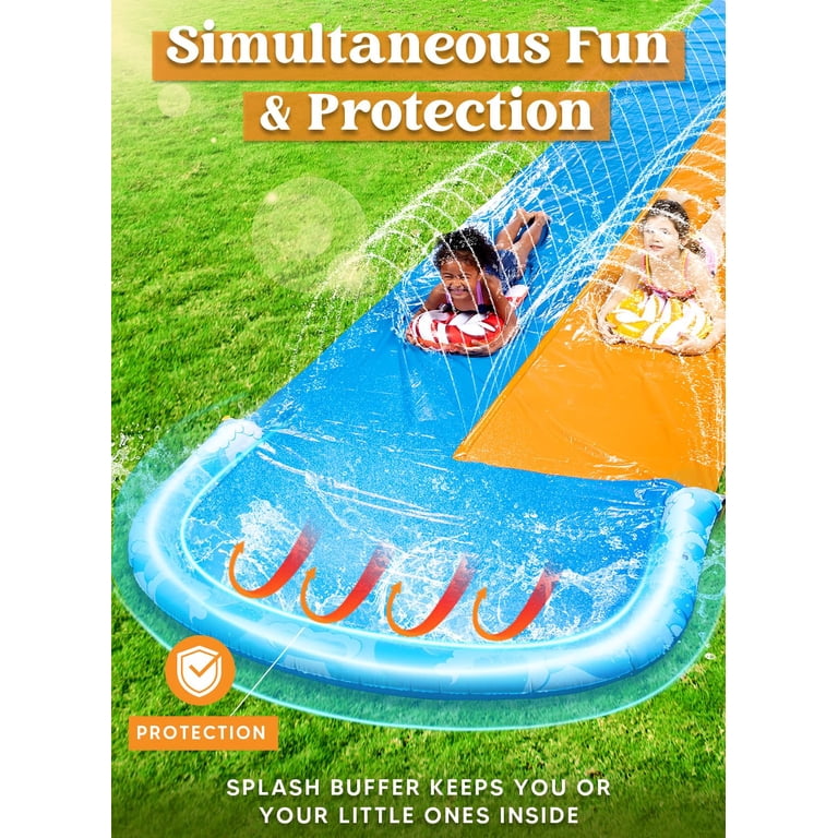 Joyfy 32.5ft Double Lawn Water Slide With Boards photo 3