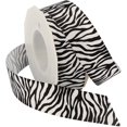 thumbnail image 1 of sasyxdc Zebra Fest Grosgrain Ribbon  Animal Print Neon  Party Decorations  Gift Wrapping  Fun Patterns  1 1/2" x 20 Yd  Black gtr, 1 of 2