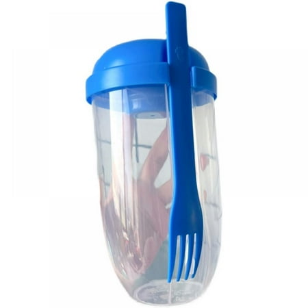 

Fresh Salad Container Serving Cup Shaker with Dressing Container Fork Food Storage Bonus Recipes Use This Bowl for Picnic Lunch to Go Made with Plastic Bottle - Eat Healthy