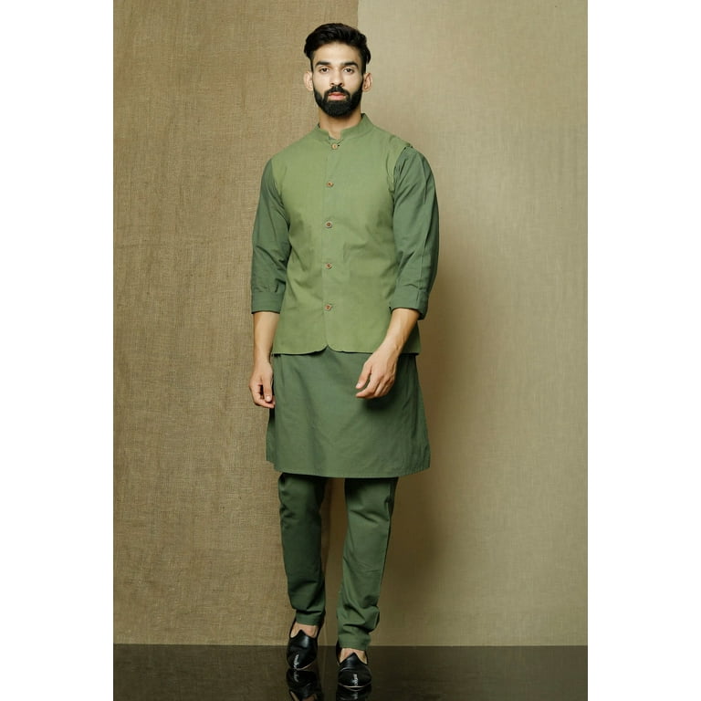 Elina Fashion Men s Indian Cotton Kurta Pajama and Nehru Jacket Set
