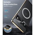 thumbnail image 5 of for Google Pixel 7 Case Compatible with MagSafe Charger Ultra Slim Matte PC Back Metal Frame Bumper Scratch Resistant Safety Lock Shockproof Protective Case, Gold, 5 of 14
