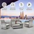 thumbnail image 4 of 4-Piece Patio Furniture Sets, Outdoor Wicker Furniture with Two Single Sofa, One Loveseat, Tempered Glass Table, Outdoor Garden Cushioned Seat PE Rattan Sofa Set, Bistro Table Set for Poolside, Q8606, 4 of 12