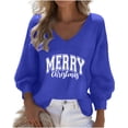 thumbnail image 3 of Craaazy Christmas Womens Shirts Christmas Printed Long Sleeve V Neck Fashion Clothing Xmas Womens Tops Gifts, 3 of 3