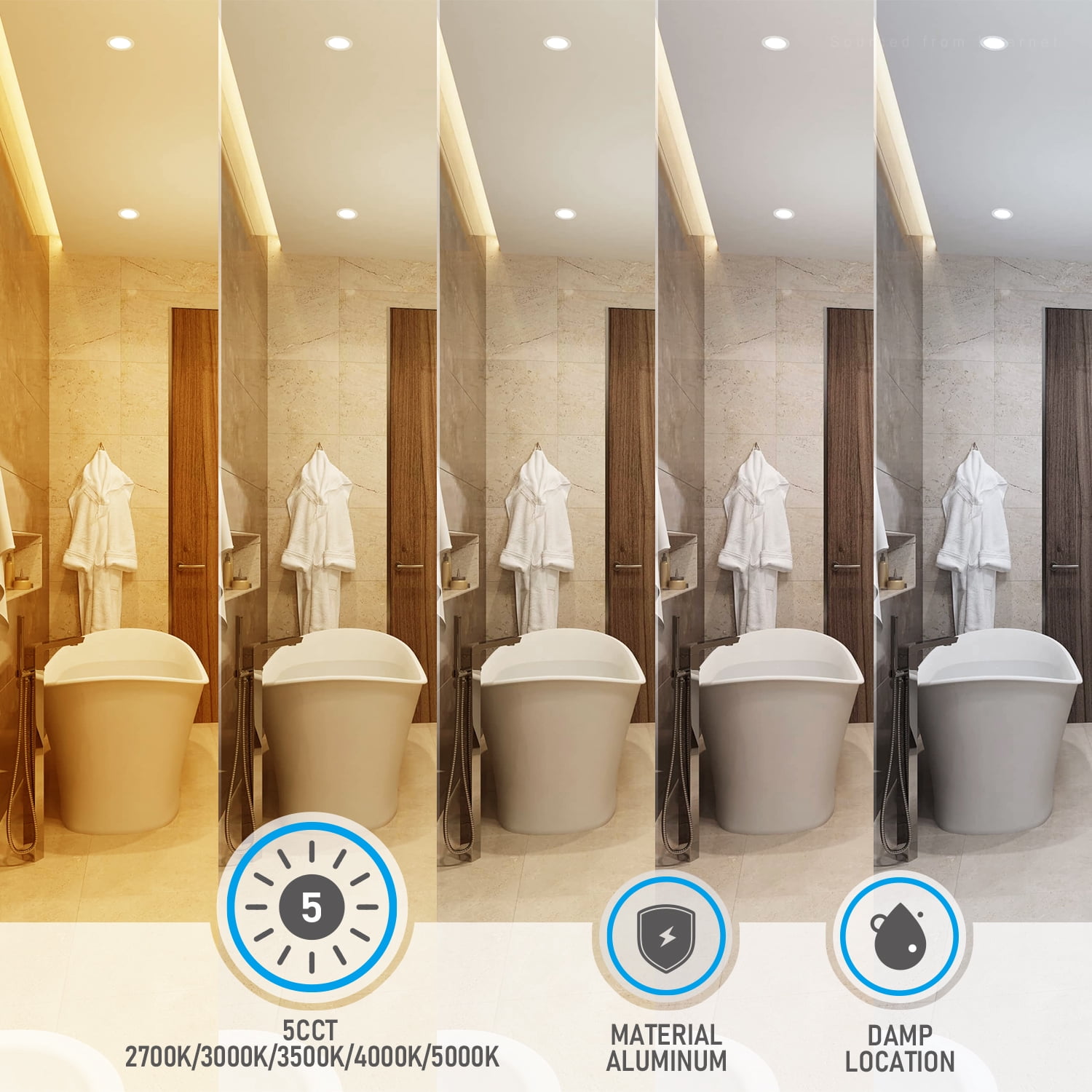 48 Pack 10W 4 Inch LED Recessed Lighting with Junction Box, 2700K/3000K/3500K/4000K/5000K Selectable, 5%-100% Dimmable