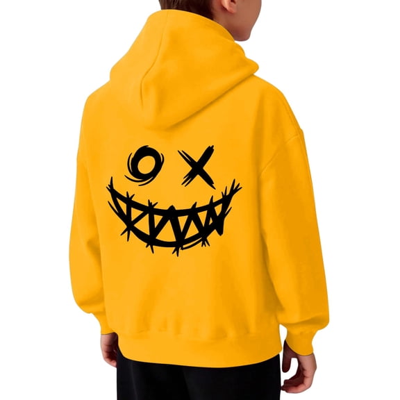 IWRICH Boy's Hoodies Long Sleeve Letter Graphic Hoodies Sweatshirts Pullover Cute Clothes,Size 2-14 Years Yellow 160