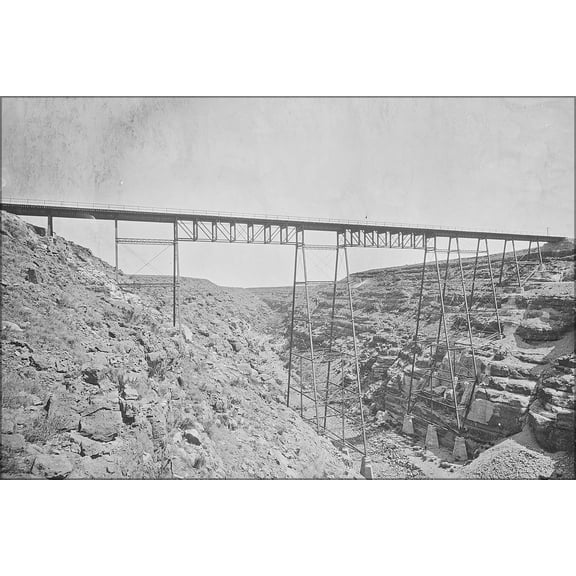 24"x36" Gallery Poster, Santa Fe Railroad bridge over Canyon Diablo, Arizona 1871-1878