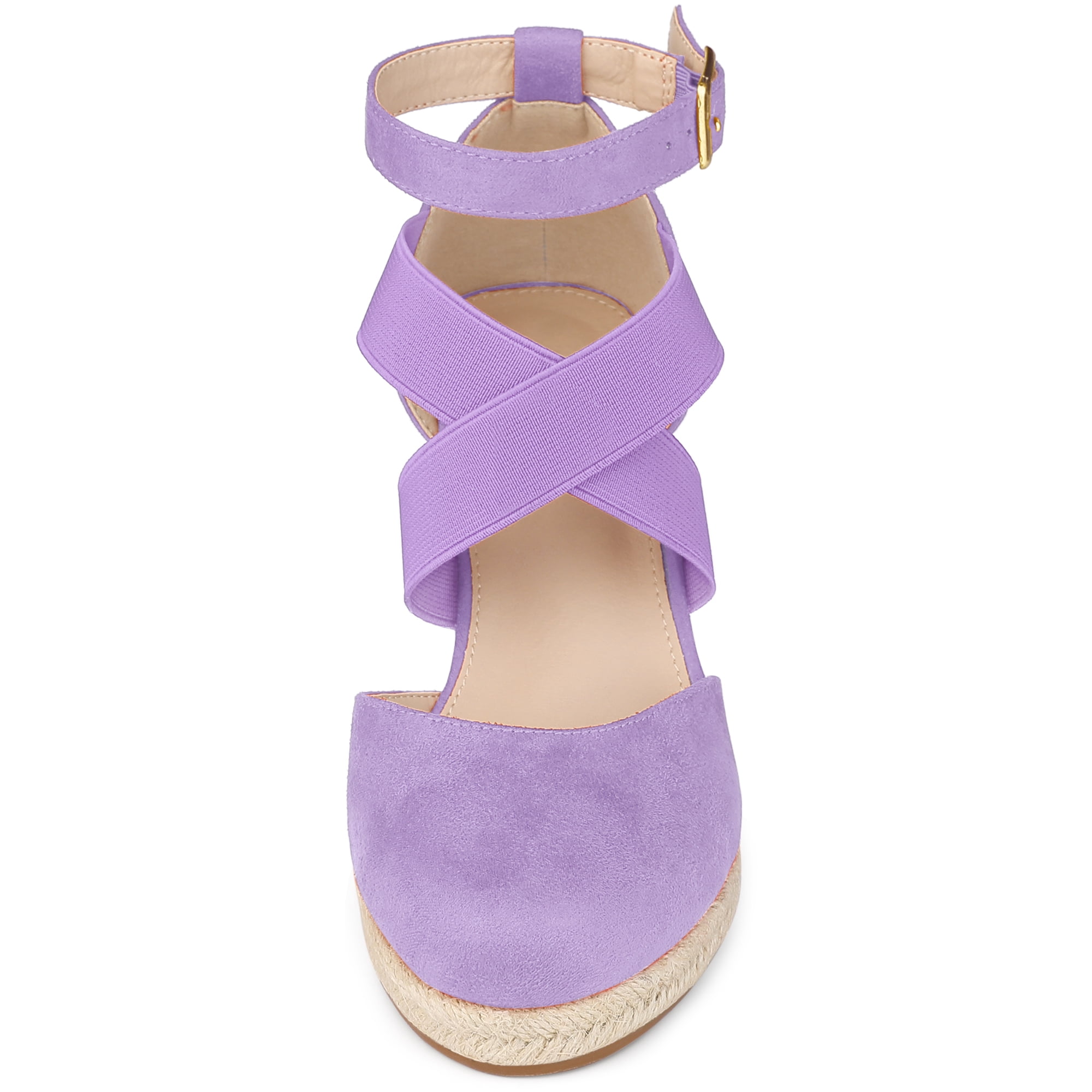 DARING DIVA Women's Espadrilles Closed Toe Wedges Heels Sandals Purple 7.5