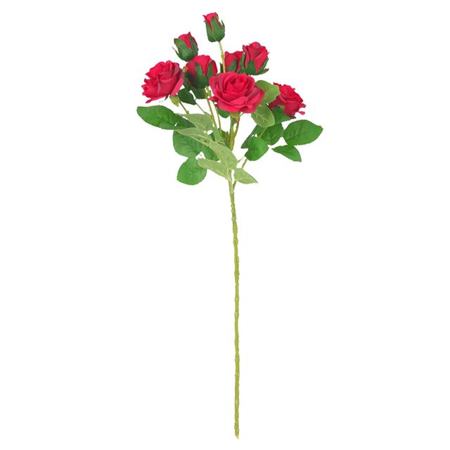 Ramo de flores de rosas falsas de 8 cabezas, flores artificiales de ramificación larga para , día de , 6 colores rojo