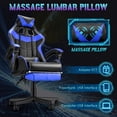 thumbnail image 3 of Huracan PU Leather Gaming Chair with Footrest & Lumbar, Adjustable Armrests/Headrest Computer Gamer Chair for Adults, Office/Game/Home, Bule, 3 of 7