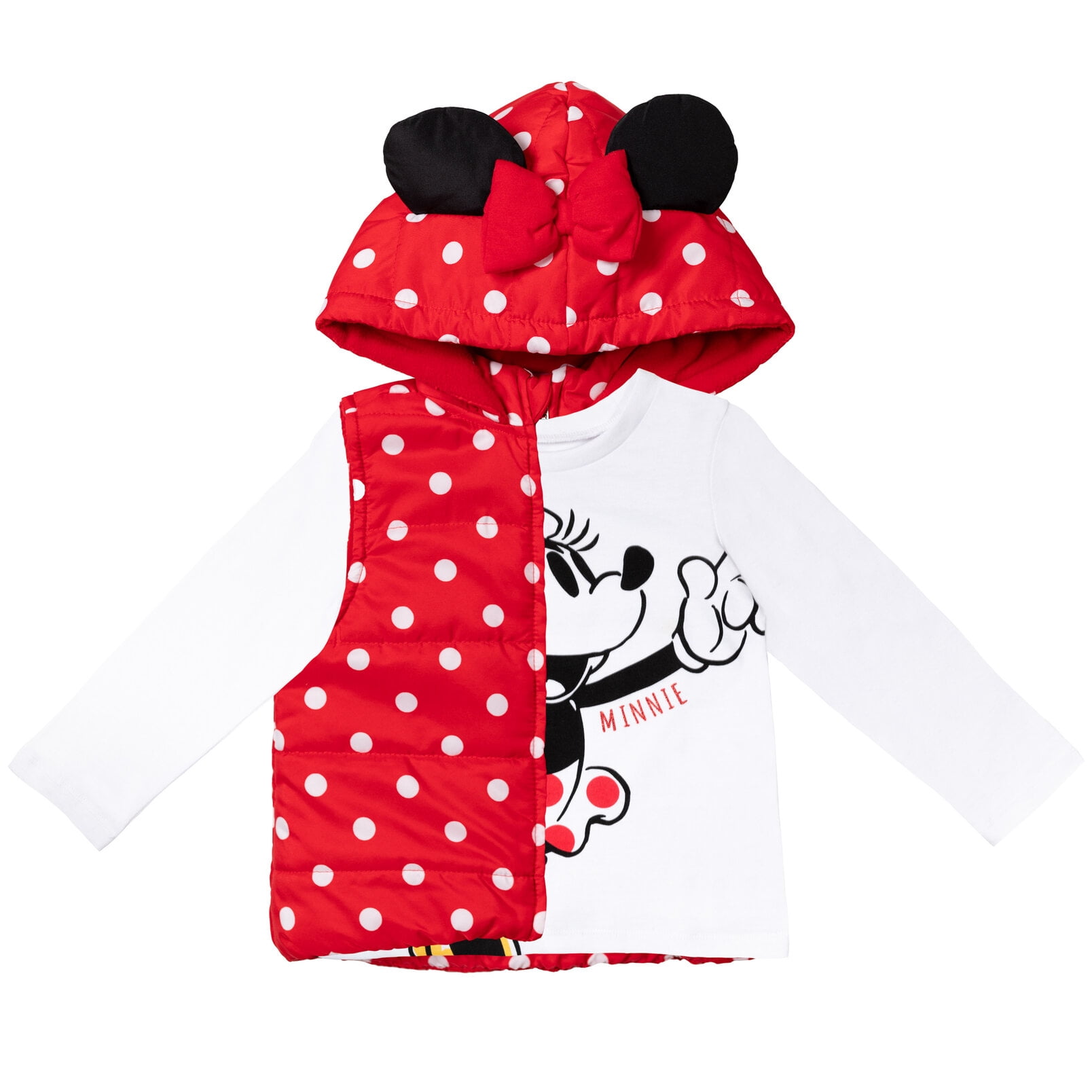 Disney Minnie Mouse Little Girls Vest Cosplay T-Shirt and Leggings 3 Piece Outfit Set Infant to Big Kid