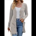 thumbnail image 3 of Cárdigan de Otoño para Mujer, de Punto Suave, de Larga, Abierto Al Frente y con Bolsillos. Gris XXL, 3 of 8