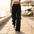 thumbnail image 7 of Women's Wide Leg Pants Solid Color High Waist Palazzo Trousers with Pockets Loose Fit Wrinkle Free Pants, 7 of 7