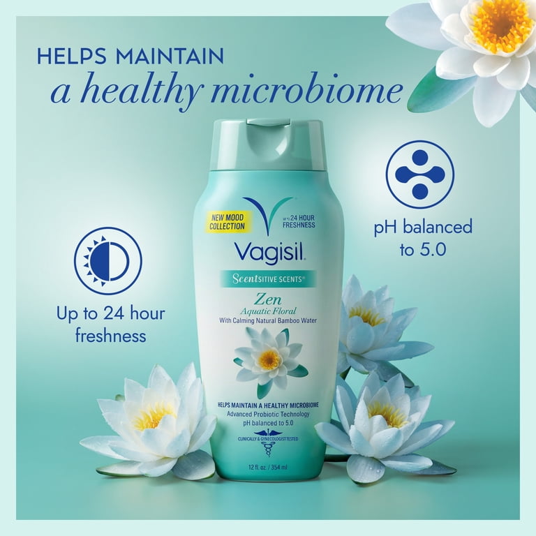 Vagisil Scentsitive Scents Feminine Wash, Zen Aquatic Floral, 12