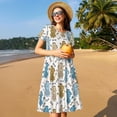 thumbnail image 4 of Honeii Robe à Manches Courtes pour Femmes avec Imprimé de Chien Caniche, Robe Décontractée Confortable, Mélange de Polyester Spandex Doux, Tenue Quotidienne Élégante pour l'Été, Parfaite pour les Voyages et les Vacances, 4 of 6