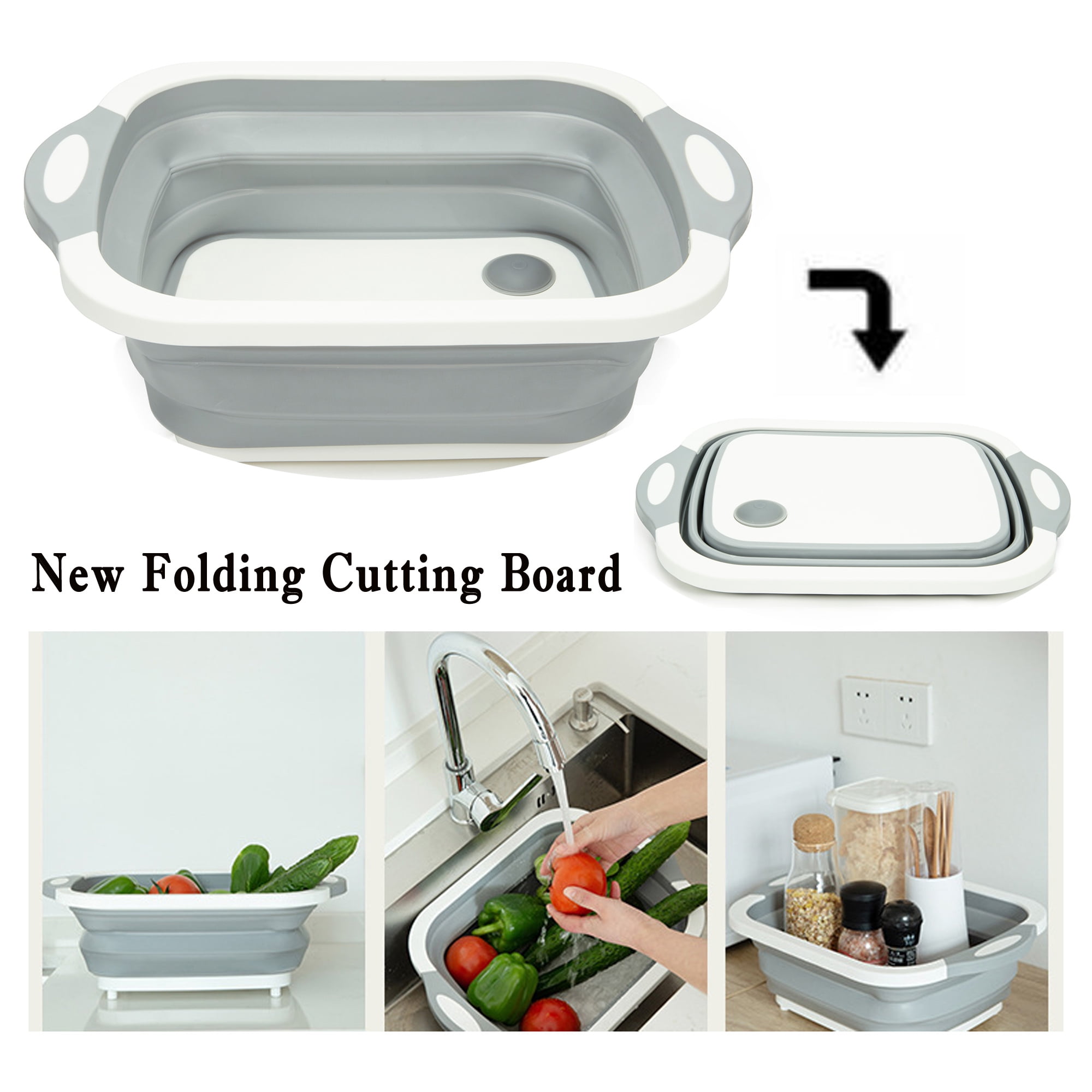 SAYFUT Folding Cutting Board Washing Basin Drain Basket Food Basket Ice