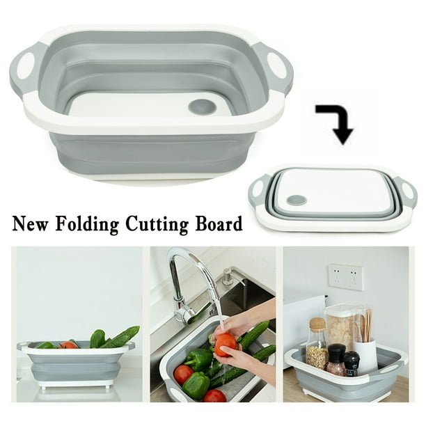 NK HOME 3 in 1 Multifunction Collapsible Cutting Board with Dish Tub