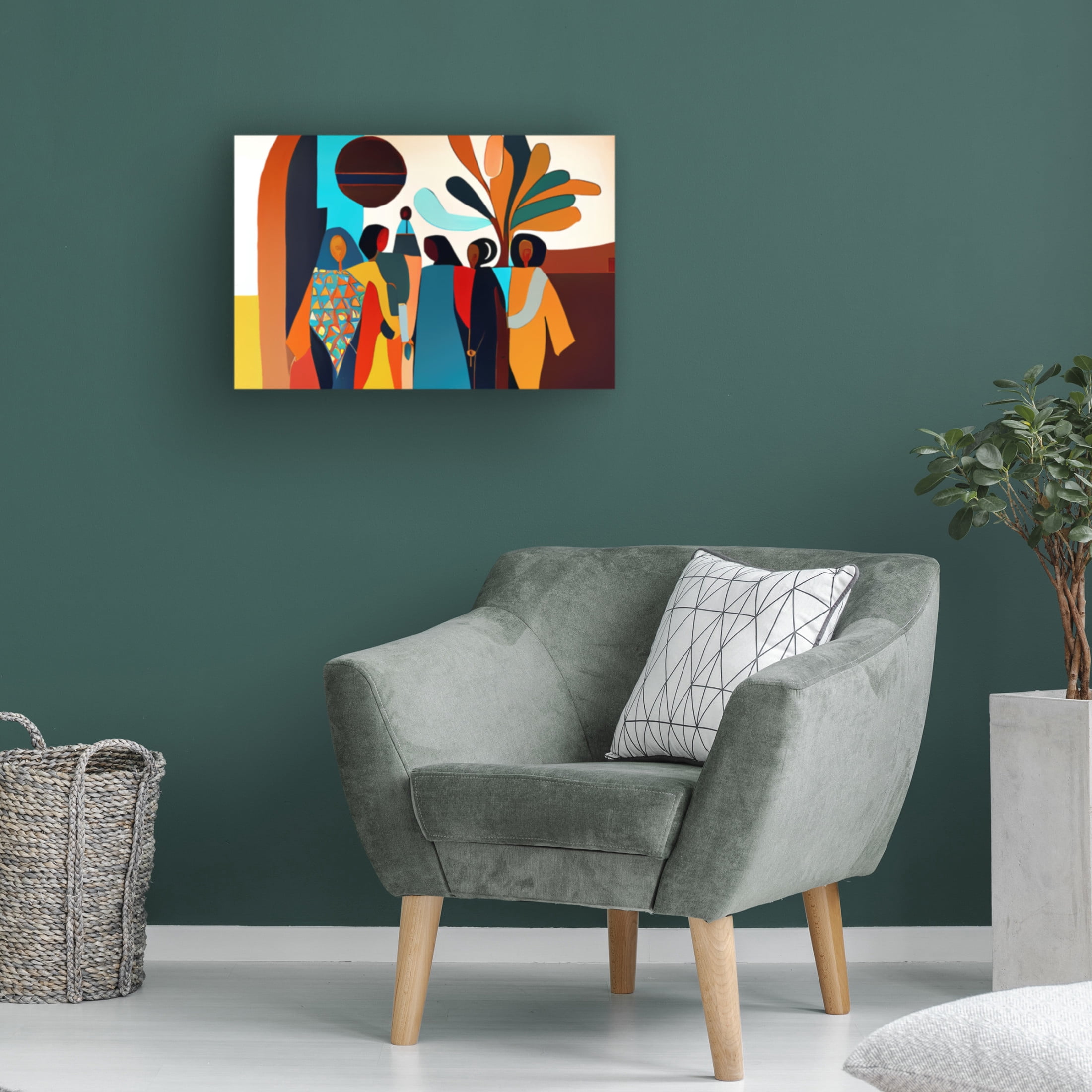 Canvas Wall Art - Ray Heere 'Mid Century Celebration Of All Cultures 10' Wall Art for Living Room, Bedroom, or Office Décor by Trademark Fine Art - 32 x 22 Inches