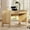Oak, variant on WAMPAT 47.2"W Mid-Century Modern Curved Desk with 2 Drawers & Charging Station, Wood Writing Computer Desk for Home Office, Bedroom & Study Room