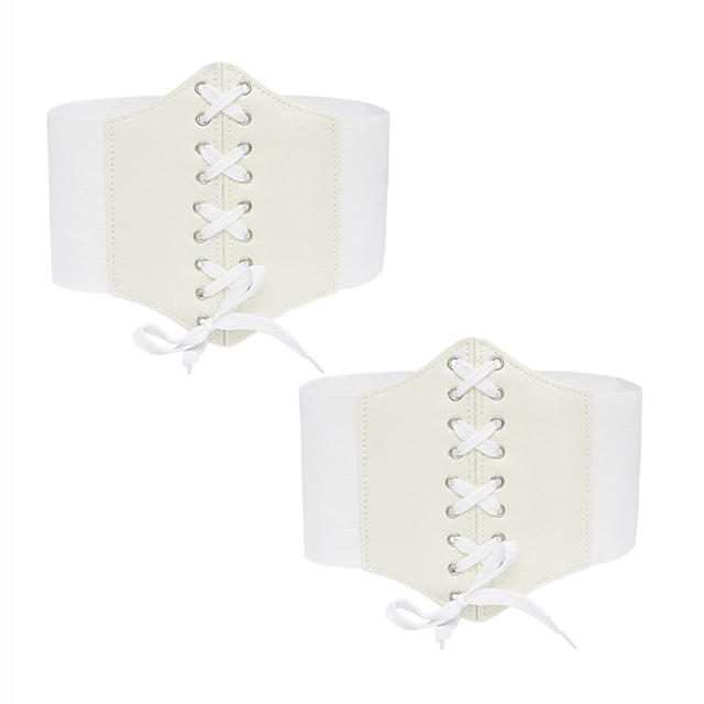 Corsé moldeador de cintura para mujer, 2 piezas, color sólido, estilo ancho, correa ajustable, estilo corte, 68 cm, faja de PU para mujer