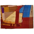 thumbnail image 4 of Taj Hotel Kantha Silk Throw 50x70 Handcrafted Cotton Patchwork India Decor, 4 of 5