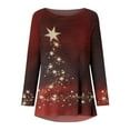 thumbnail image 4 of CEHVOM Chemises Décontractées à Manches Longues pour Femmes Chandail Tunique Ample Hauts Imprimé de Noël Blouse à Col Rond, 4 of 5