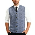 thumbnail image 2 of Men's Sweater Vest Dress Knit V Neck Button Sleeveless Casual Cardigan Sweaters Blue L, 2 of 7
