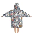 thumbnail image 2 of Bulldog Dog and Flower Florals Blanket Hoodies for Kids 6-13YR Oversize Wearable Blanket Hoodies for Boys Girls Teens, 2 of 7