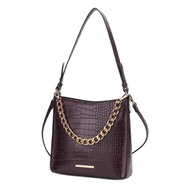 Bolso de hombro con estampado de cocodrilo