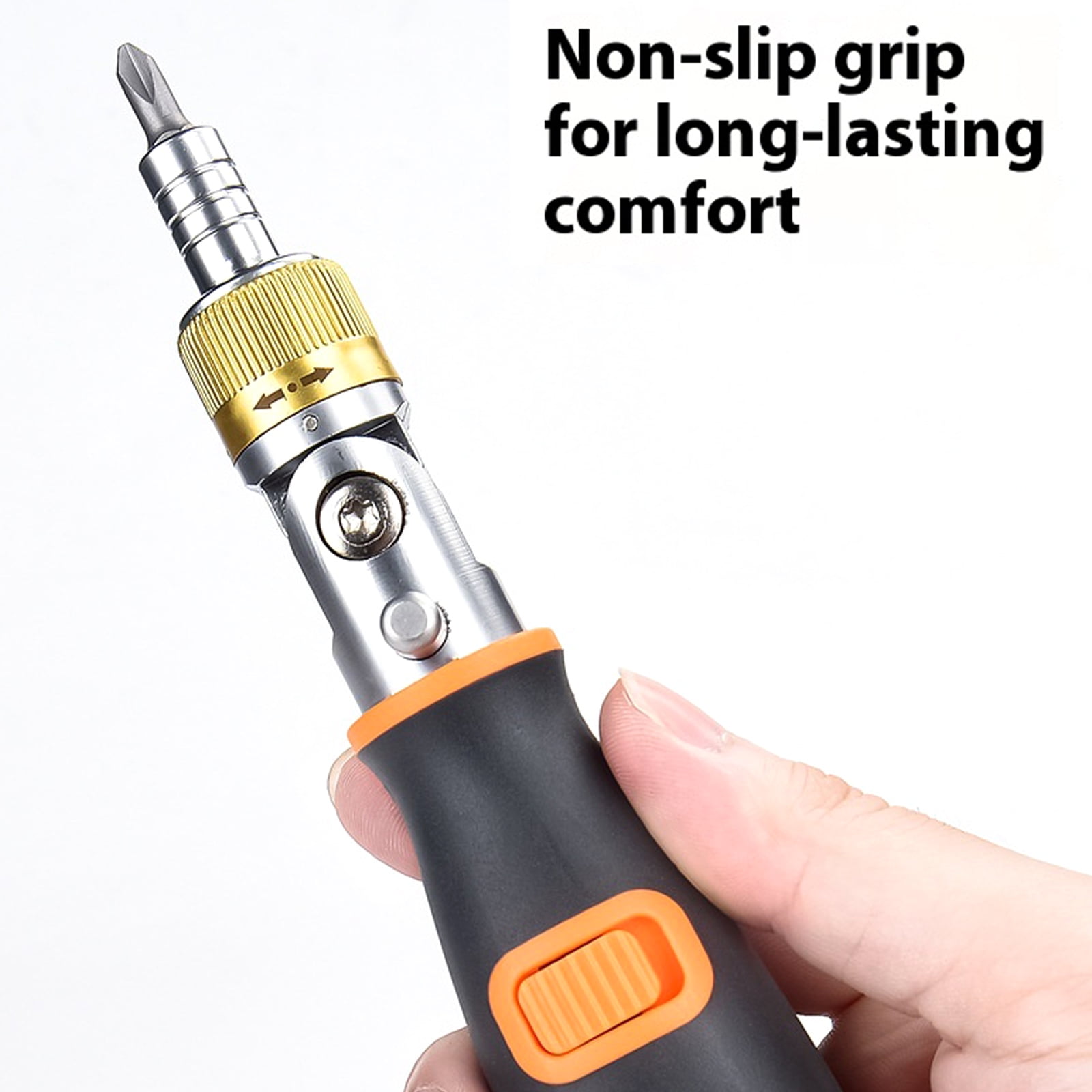 Multi Purpose Ratcheting Screwdriver Set 10 High Torques Bits 210mm Nonslip Shaft Professional Electronics Tool