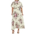 thumbnail image 5 of Enwejyy Women's Plus Size Summer Beach Vocation Bohemian Floral Print Short Sleeve V-Neck Plus Dresses, 5 of 5