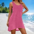 thumbnail image 2 of BRGZLK Women's Sleeveless Racerback Swing Dress Summer Casual Solid Color T Shirt Dresses Beach Cover Ups Basic Solid Plain Tank Dress, 2 of 7