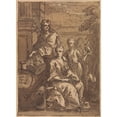 thumbnail image 2 of Sir James Thornhill 11x14 Black Ornate Wood Framed Double Matted Museum Art Print Titled: Design for a Portrait of an Architect or a Painter, 2 of 5