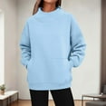 thumbnail image 2 of Women's Hoodless Solid Color Pullover Sweater with Side Pocket Long Sleeve Crewneck Soft Comfortable Casual Wear for Everyday Outfits Womens Casual Pullover Tops Long Sleeves Casual Shirts, 2 of 5