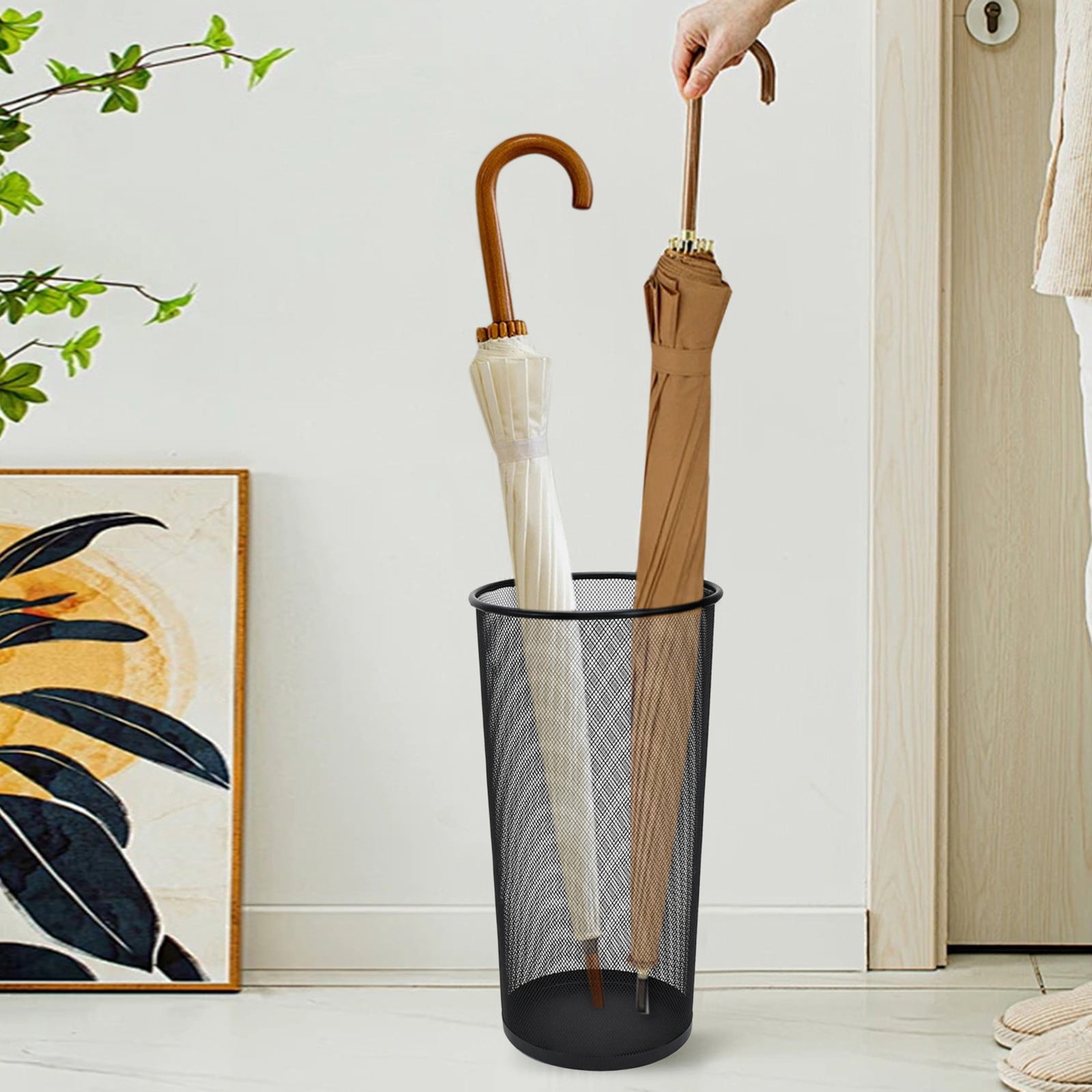 2 Pack Large Metal Mesh Umbrella Stands - 10.5x20 Inch Freestanding Umbrella Holder for Entryway, Organizes Canes, Walking Sticks & Wrapping Paper - Home, Office & Hotel Storage Solution