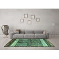 thumbnail image 3 of Ahgly Company Indoor Round Abstract Turquoise Blue Modern Area Rugs, 3' Round, 3 of 4