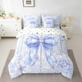 thumbnail image 2 of Castle Fairy Blue Bow Bedding Comforter Set 7pcs for Kids Teens Girls,Dreamy Princess Crystal Bow Knot Queen Bedding Sets Super Cozy,Chic Floral Flowers Queen Sheet Sets,Ultra Soft Home Decor, 2 of 8