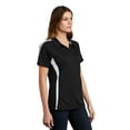 thumbnail image 4 of Sport-Tek Ladies PosiCharge Micro Mesh Colorblock Polo-L (Black/ White), 4 of 6