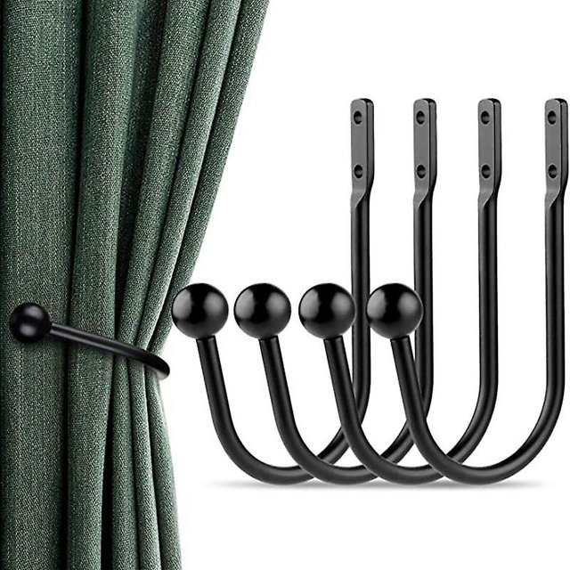 4 Piezas Alzapaños de Cortina, Alzapaños de Cortina de Metal en Forma de U, Alzapaños de Cortina de Metal en Forma de U, Ganchos de Metal para Colgar en la Pared, Alzapaños de Cortina de Metal Curta